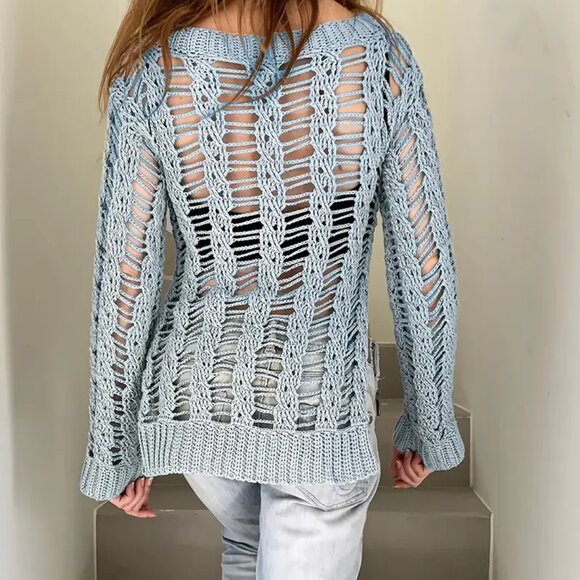 Gray Distressed CoverUp Sweater Pullover - Picture 1 of 5